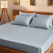 Arctic - 100% Cotton Dobby Collection King Flat Sheet  - Light Blue