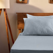 Arctic - 100% Cotton Dobby Collection King Flat Sheet  - Light Blue